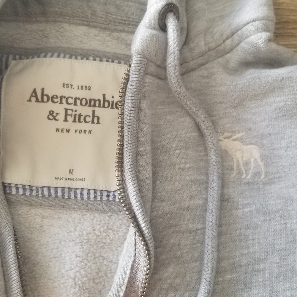 ABERCROMBIE HEATHER GRAY ZIP HOODIE SWEATSHIRT SIZE M - Picture 2 of 7